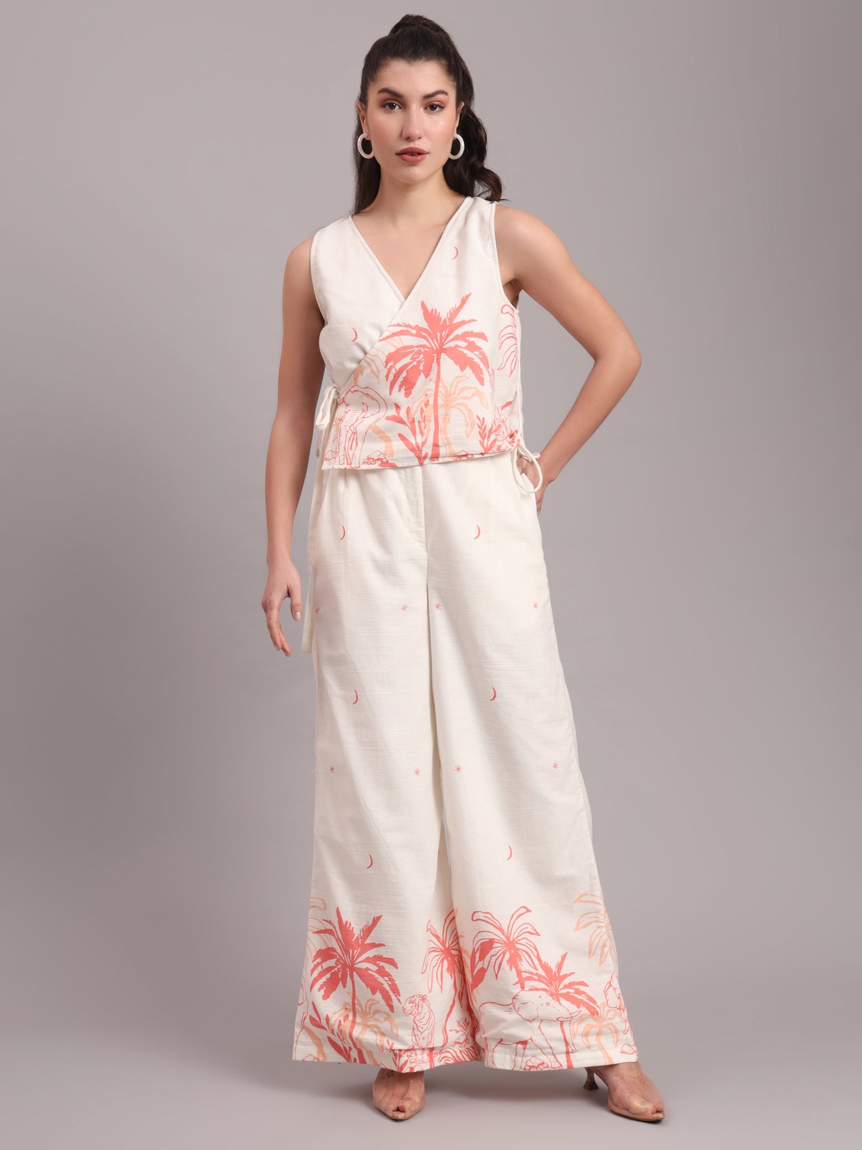 Coral Jungle Wrap Co-ord Set