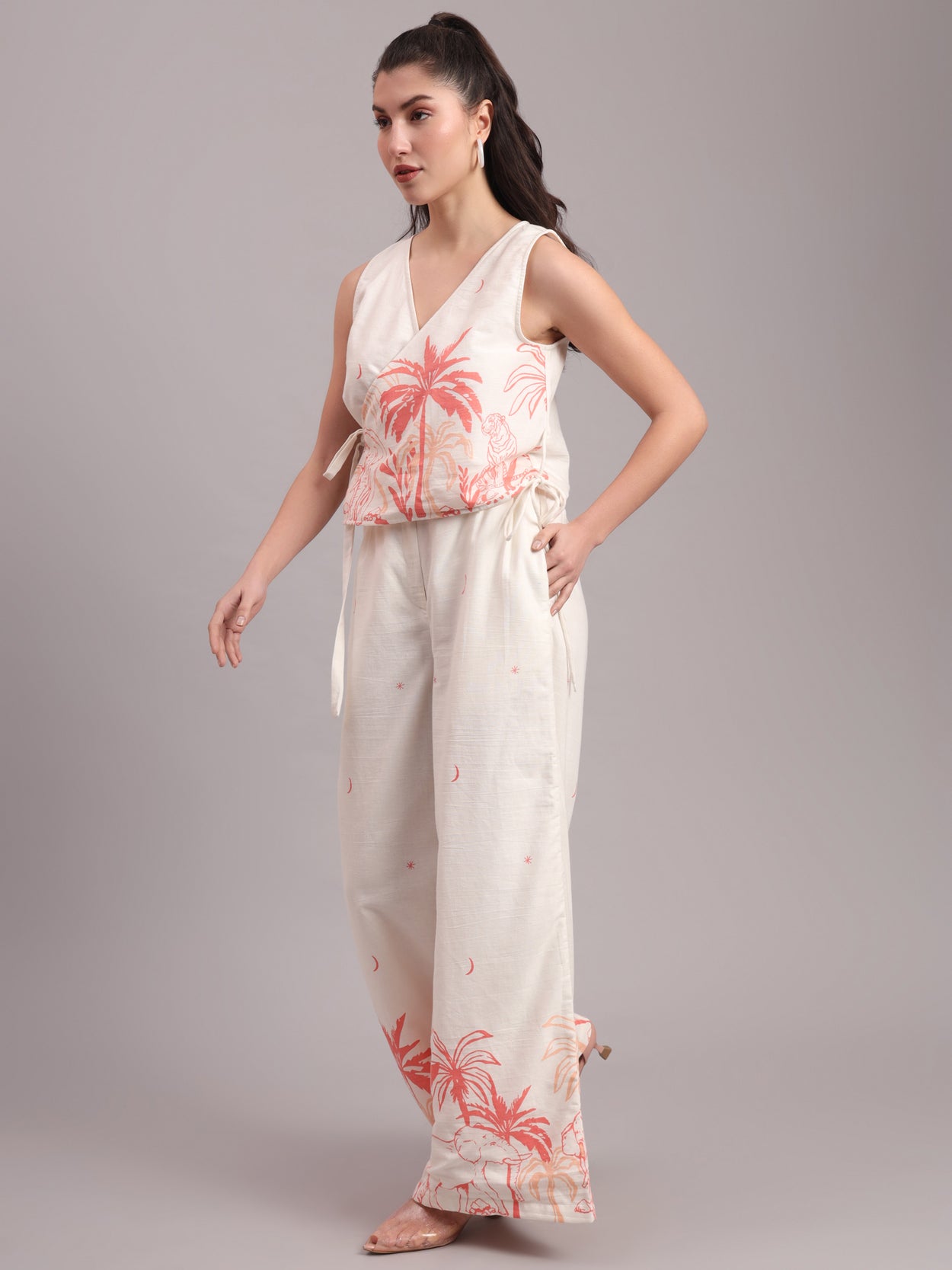 Coral Jungle Wrap Co-ord Set