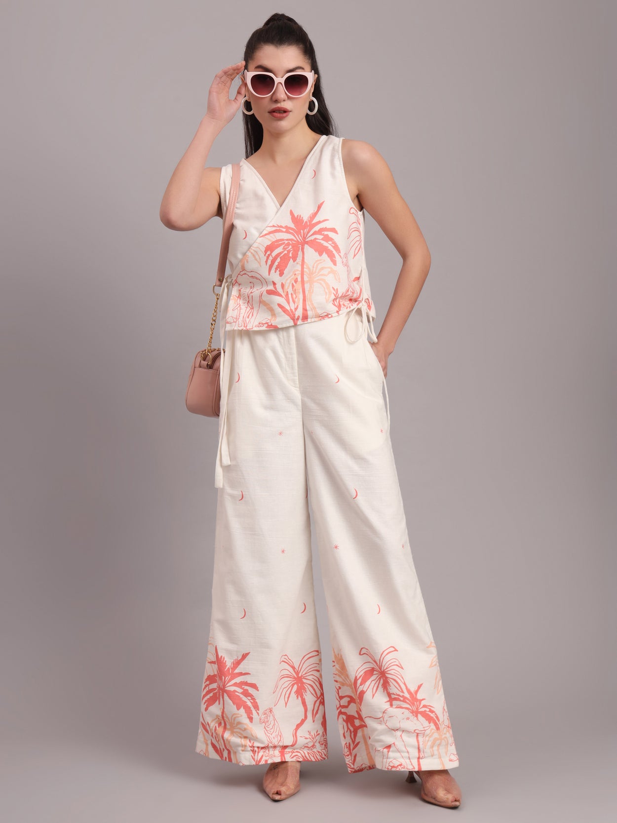 Coral Jungle Wrap Co-ord Set