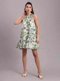 Olive Paisley Halter Mini Dress