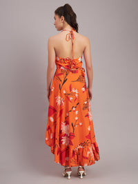 Mandarin Bloom Halter Top Dress