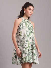 Olive Paisley Halter Mini Dress