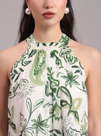 Olive Paisley Halter Mini Dress