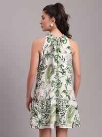 Olive Paisley Halter Mini Dress