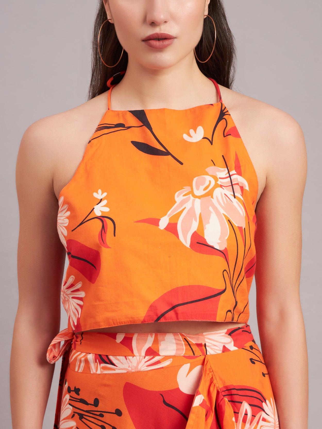 Mandarin Bloom Halter Top Dress