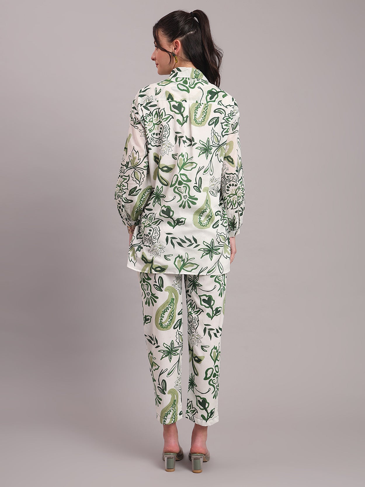 Olive Paisley High Low Co-ord Set