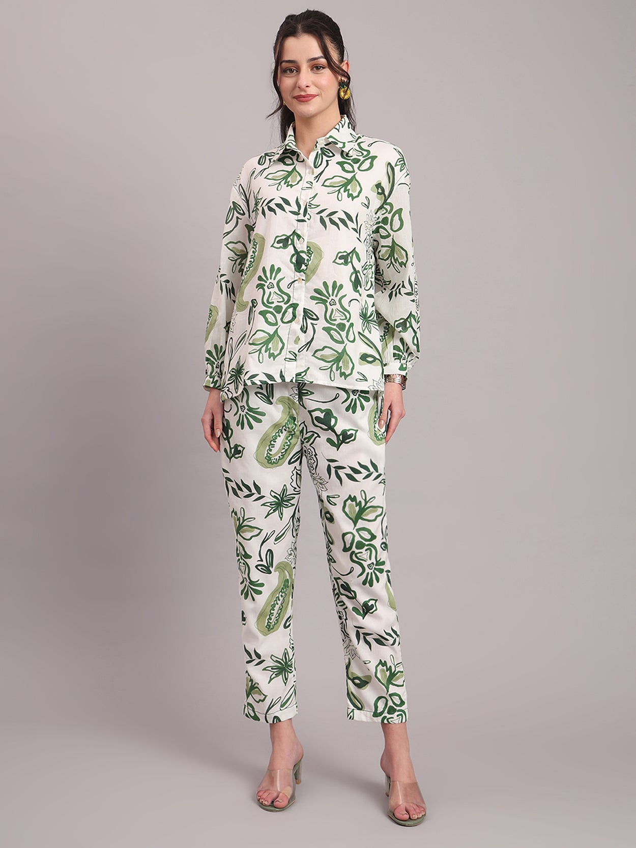 Olive Paisley High Low Co-ord Set