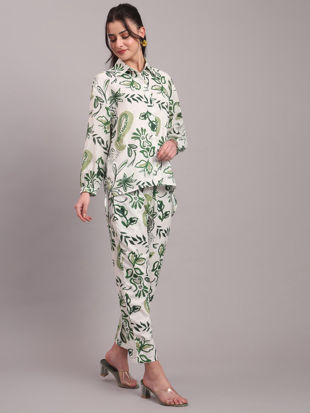 Olive Paisley High Low Co-ord Set