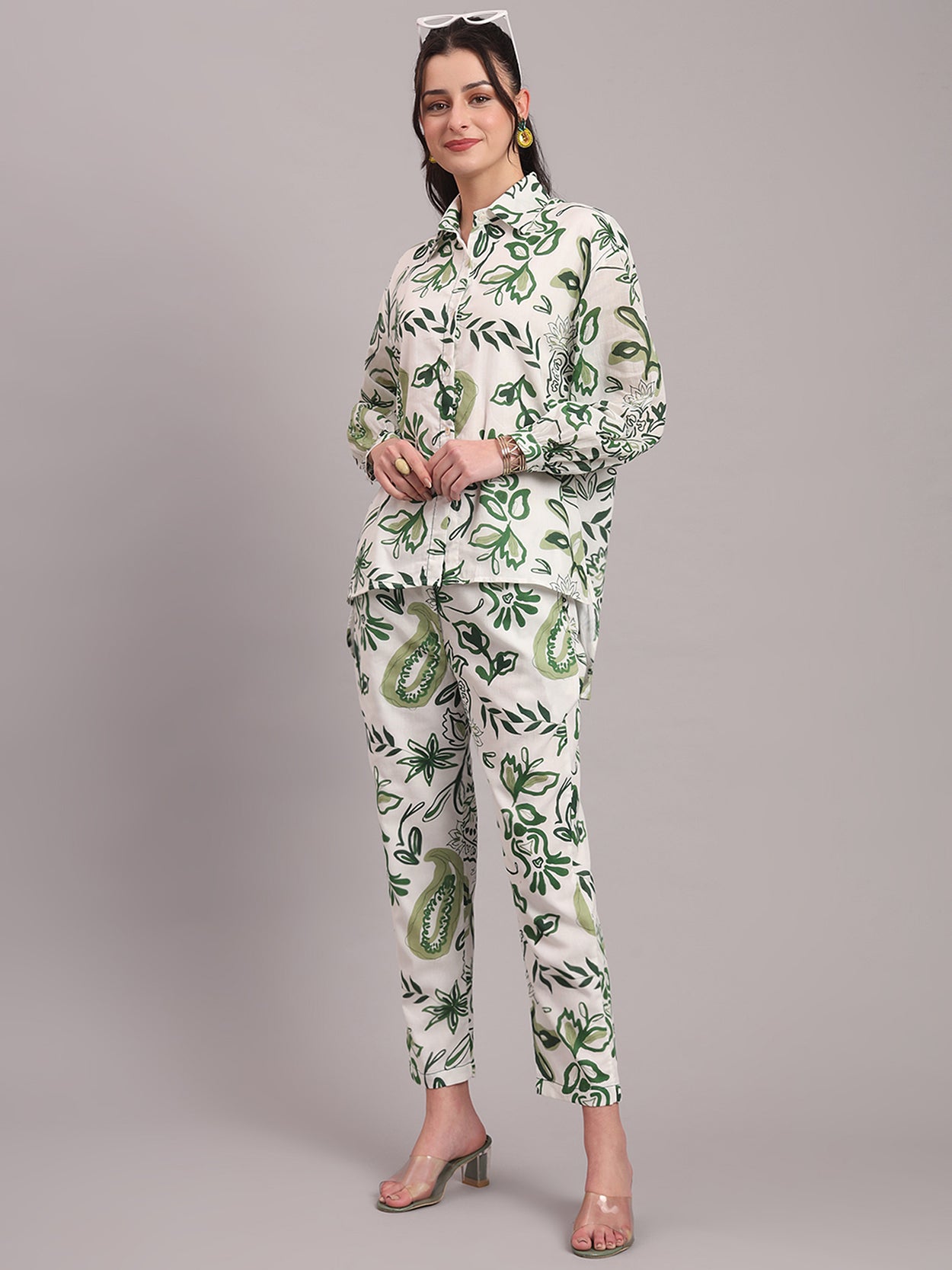 Olive Paisley High Low Co-ord Set