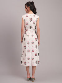 White Camellia Straight Midi Dress