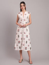 White Camellia Straight Midi Dress