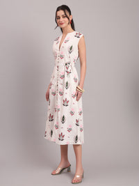 White Camellia Straight Midi Dress