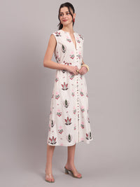 White Camellia Straight Midi Dress