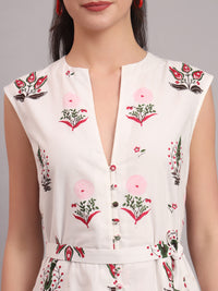 White Camellia Straight Midi Dress