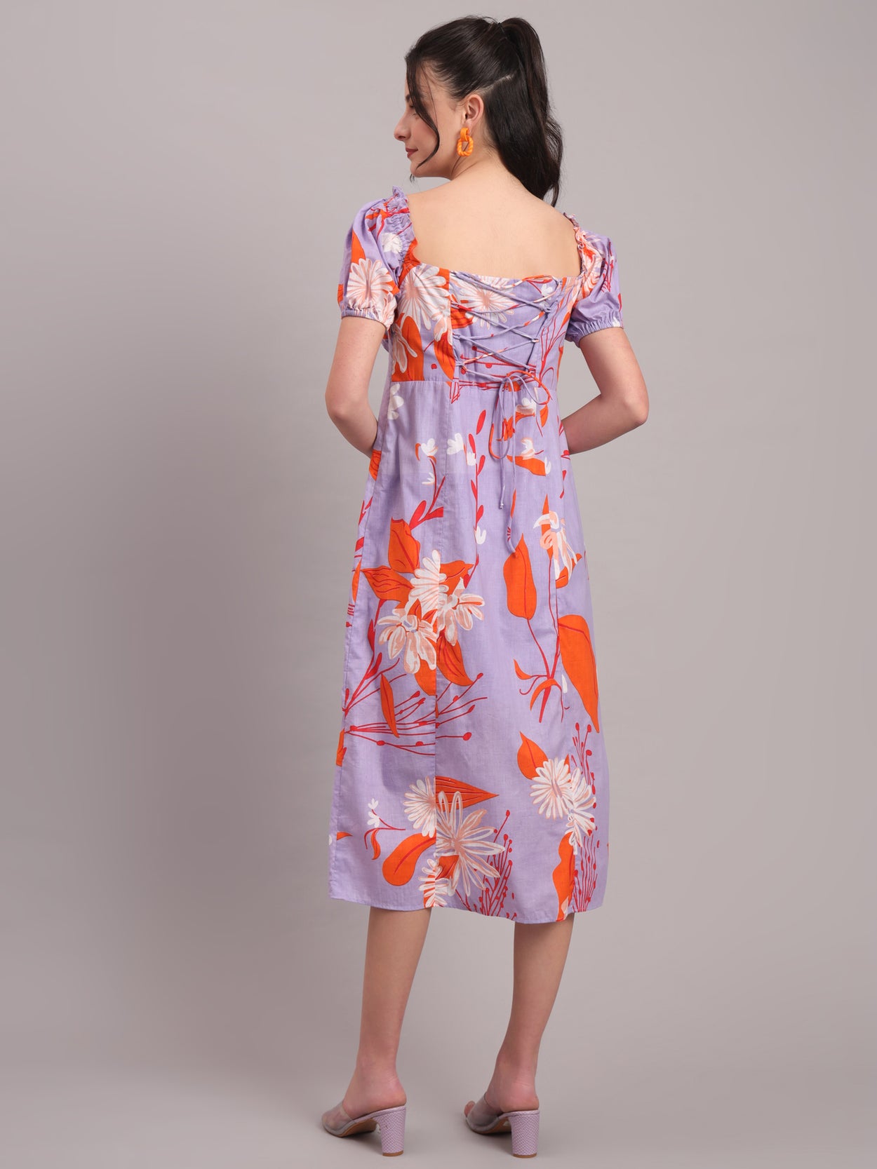 Lavender Bloom Slit Midi Dress