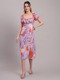 Lavender Bloom Slit Midi Dress