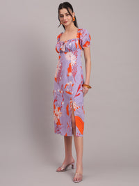 Lavender Bloom Slit Midi Dress