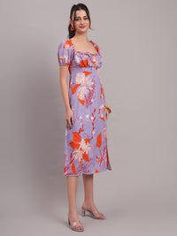 Lavender Bloom Slit Midi Dress