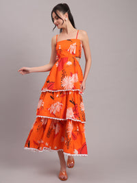 Mandarin Bloom Tiered Maxi Dress