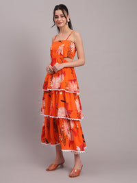 Mandarin Bloom Tiered Maxi Dress