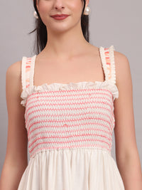 Coral Jungle Tiered Midi Dress