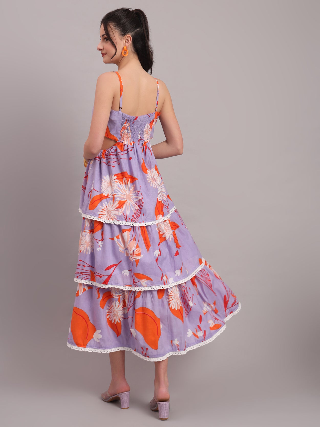 Lavender Bloom Tiered Maxi Dress