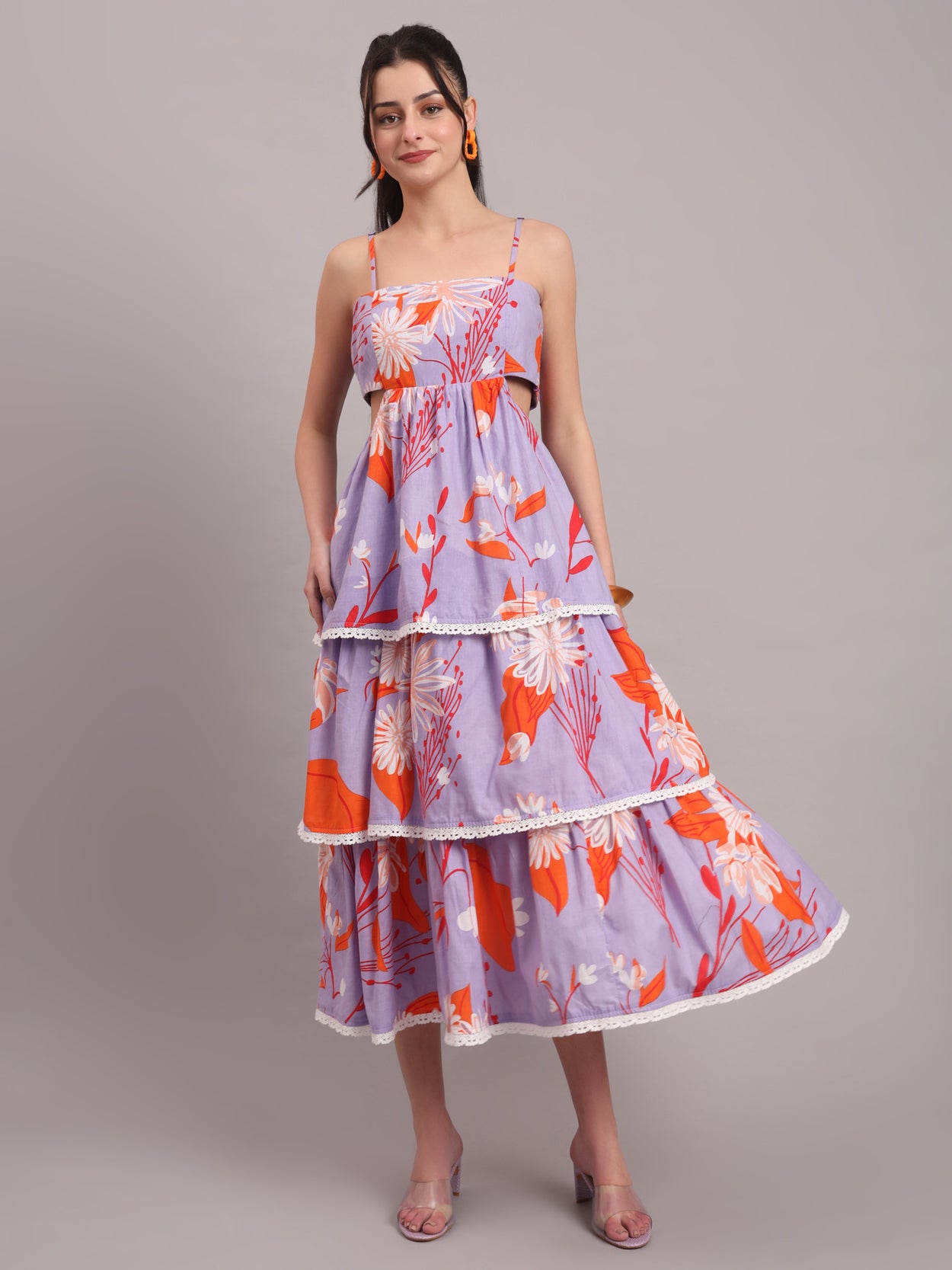 Lavender Bloom Tiered Maxi Dress