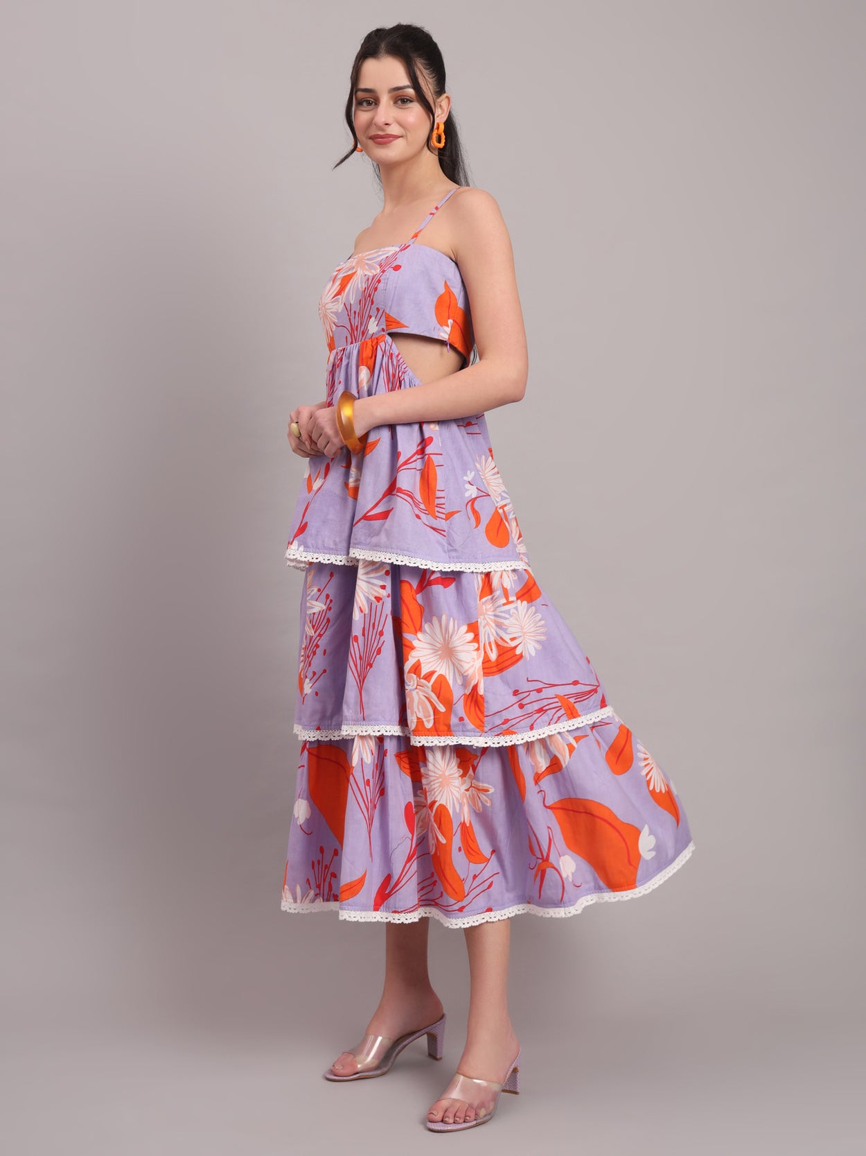 Lavender Bloom Tiered Maxi Dress