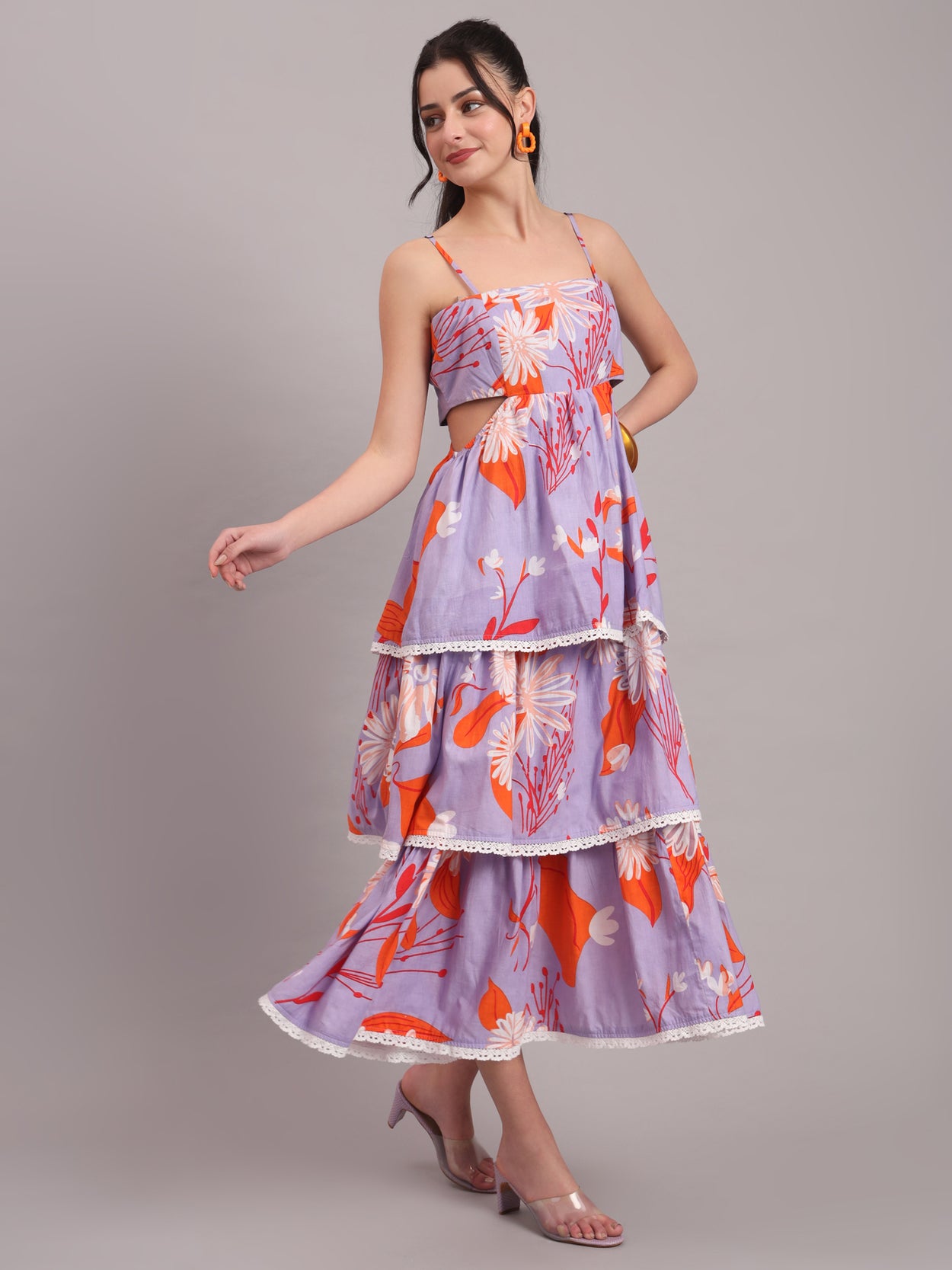 Lavender Bloom Tiered Maxi Dress