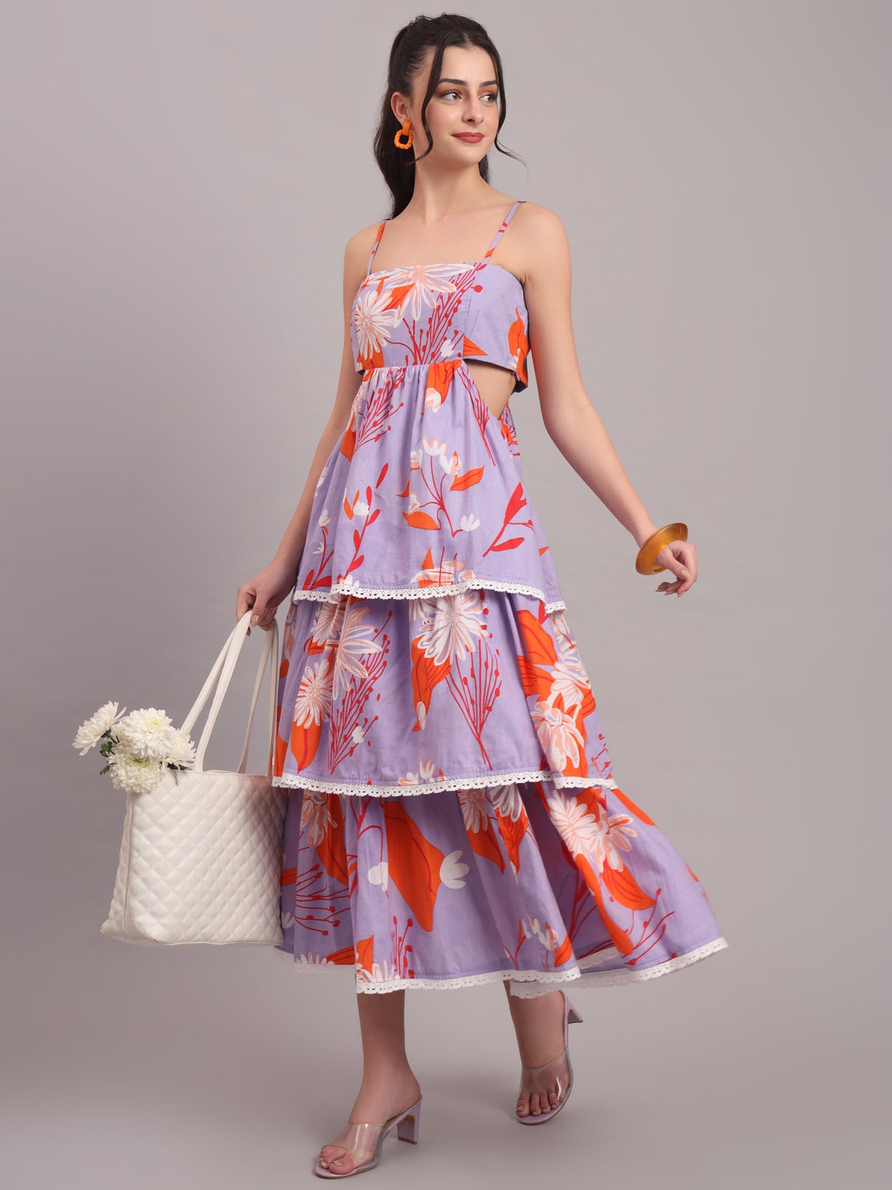 Lavender Bloom Tiered Maxi Dress